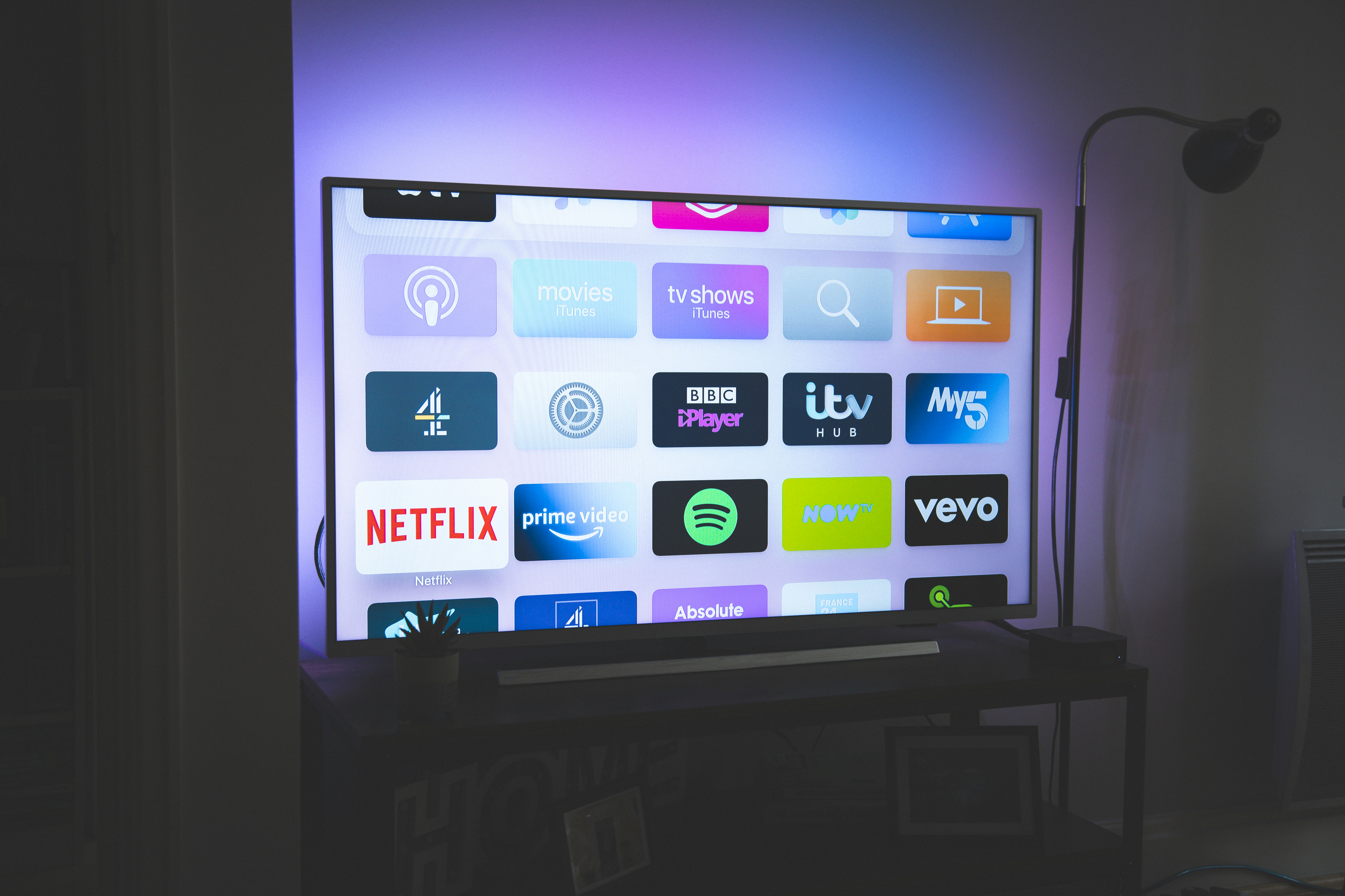 Pantalla de Smart TV con aplicaciones